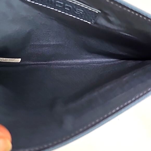 Chico's Pull Tie Zipper Wristlet Accessory Promo Blue Faux Leather 8.5" (NWT) - Picture 4 of 6